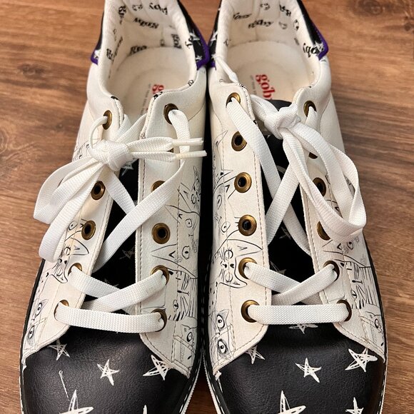 NWOT Goby Cat Lace Up White Black Sneakers Sz 42 (11.5) - Picture 8 of 16